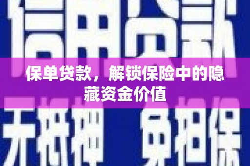 六甲保单贷款，解锁保险中的隐藏资金价值