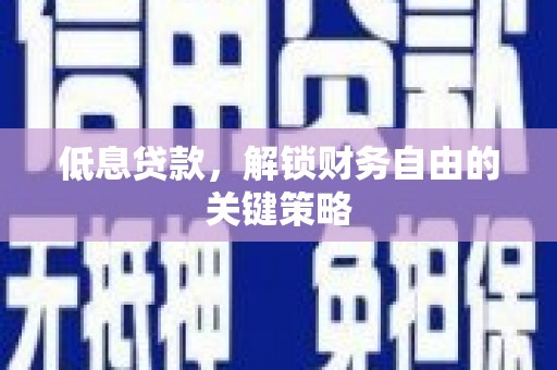 六甲低息贷款，解锁财务自由的关键策略