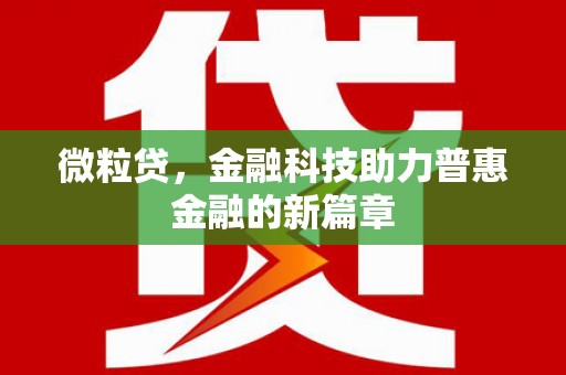 六甲微粒贷，金融科技助力普惠金融的新篇章