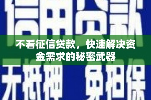 六甲不看征信贷款，快速解决资金需求的秘密武器